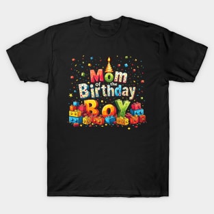 Mom Of The Birthday Boy Building Blocks Birthday Party Crew T-Shirt T-Shirt